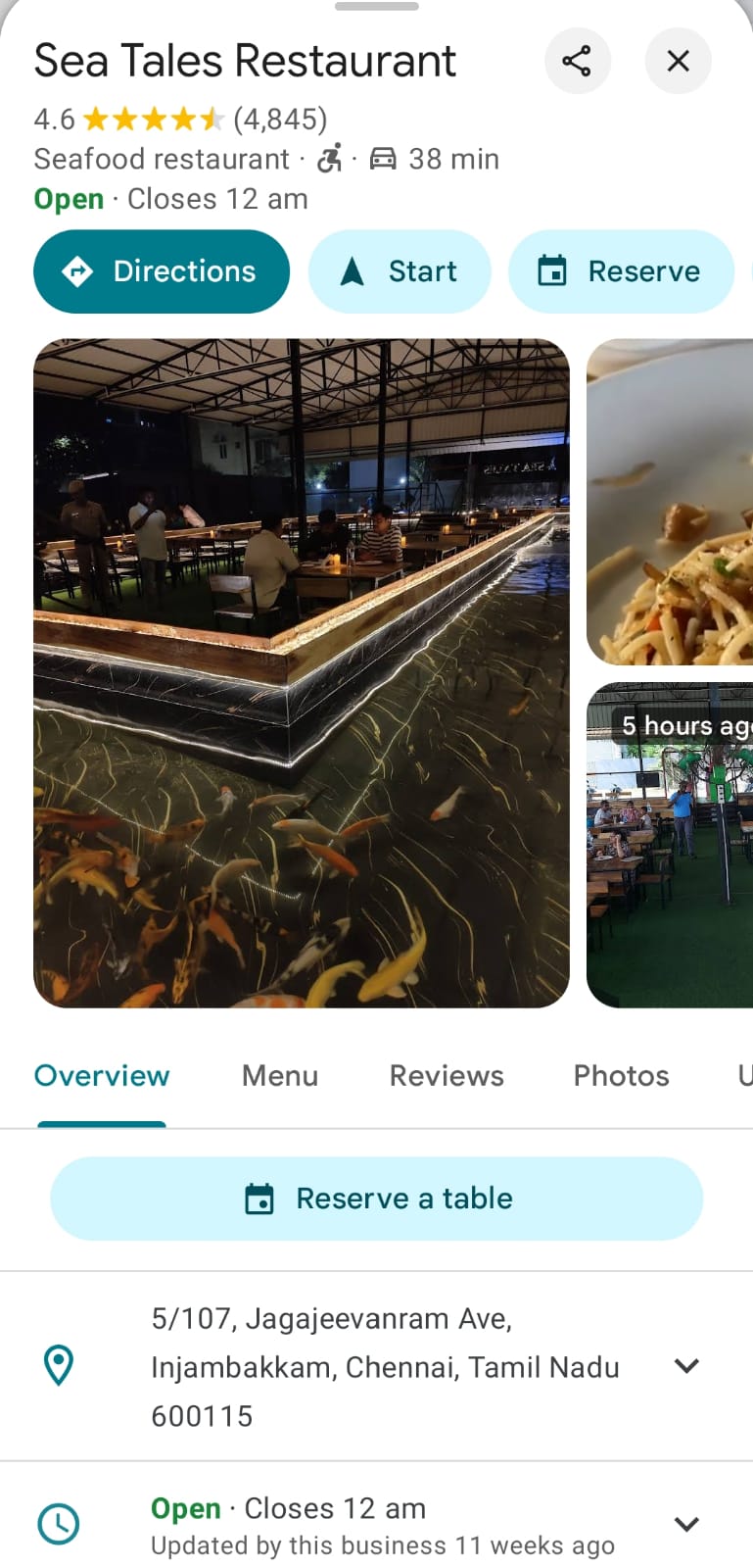 Restaurant location map